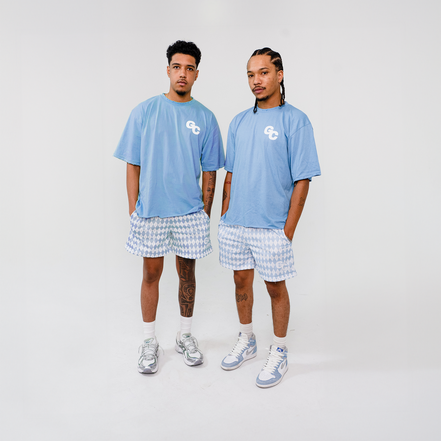 "Argyle Mesh" Pastel Shorts - Blue