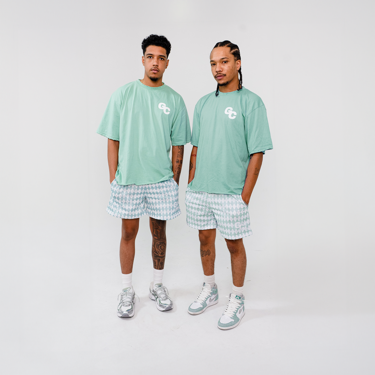 "Argyle Mesh" Pastel Shorts - Green